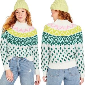 Old Navy Multicolor Cowl Neck Sweater XL NWT Fair Isle